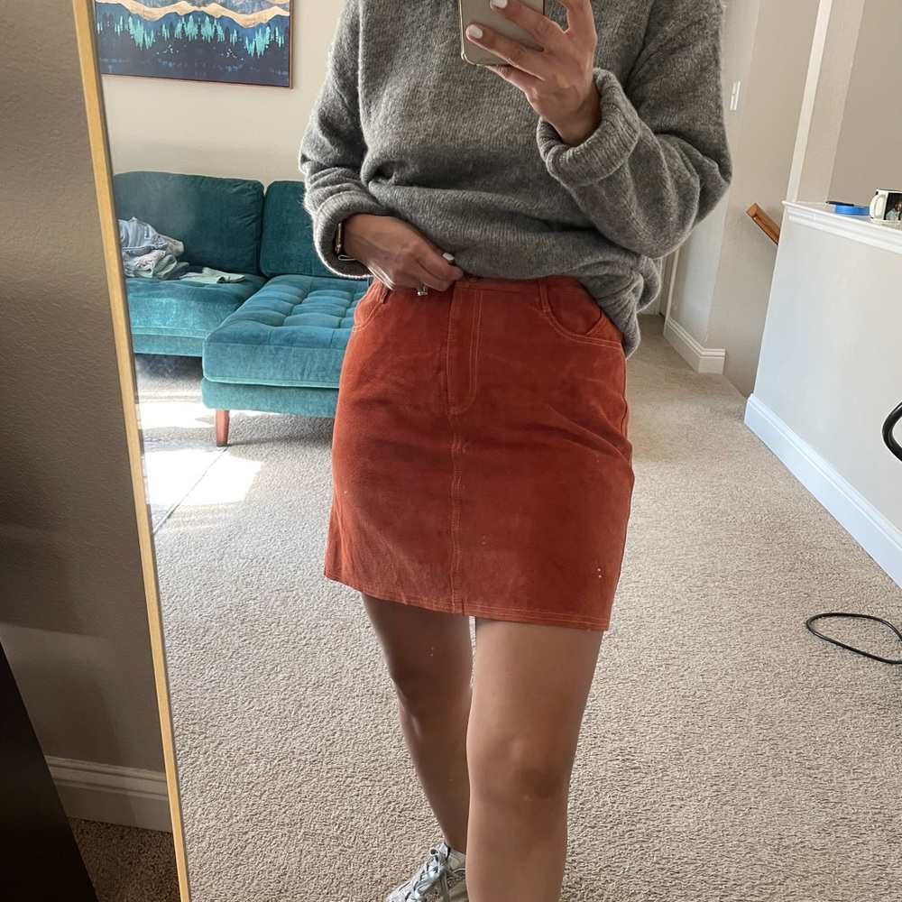 BCBGMaxAzria Rust Orange Corduroy Mini Skirt
